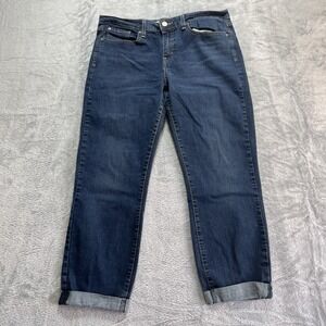 Levi Signature Jeans Women's 14 Blue Gold Mid Rise Boyfriend Cuffed Stretch